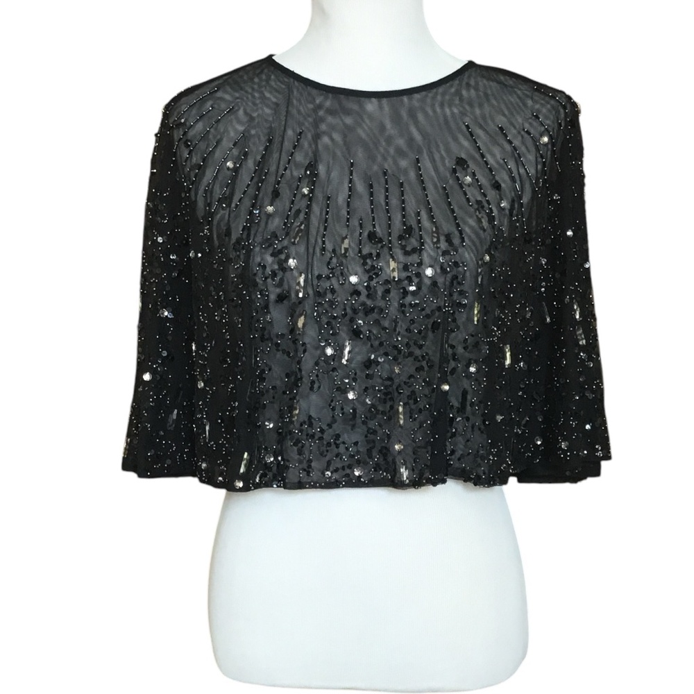 Mac Duggal Beaded Mini Capelet - Picture 2 of 12